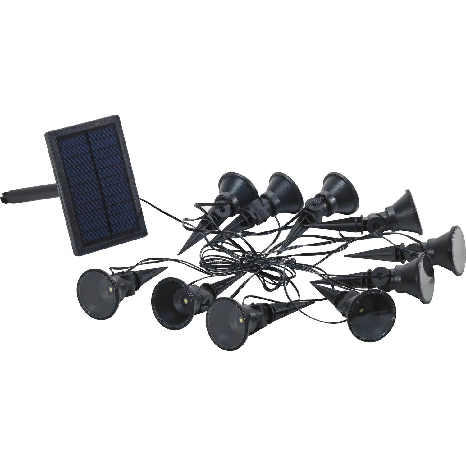 DICTROLUX - Catena Luminosa 10 Faretti Solari Luce Fredda da esterno - Lunghezza totale catena 6,5 metri